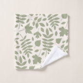 Gevallen bladeren Patroon Groen op Cream Bad Handdoek (Wasdoekje)