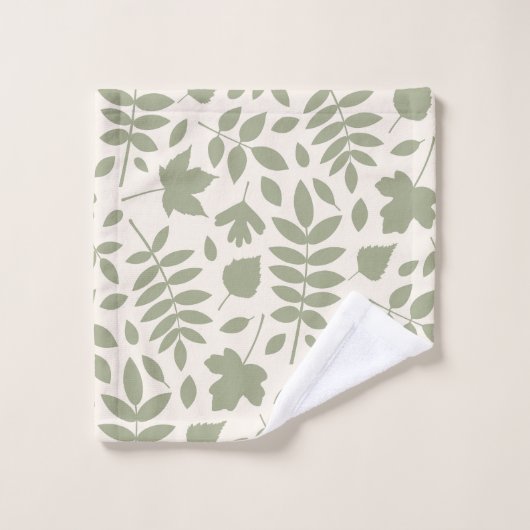 Gevallen bladeren Patroon Groen op Cream Bad Handdoek (Wasdoekje)
