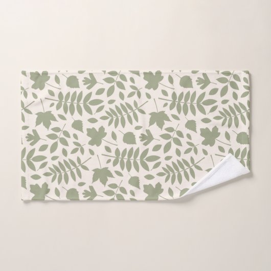 Gevallen bladeren Patroon Groen op Cream Bad Handdoek (Handdoek)