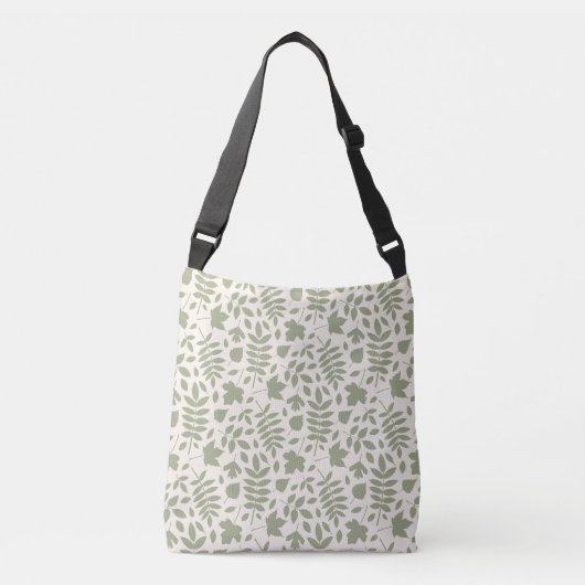 Gevallen bladeren Patroon Groen op Cream Crossbody Tas (Voorkant)