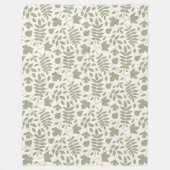Gevallen bladeren Patroon Groen op Cream Fleece Deken (Voorkant)