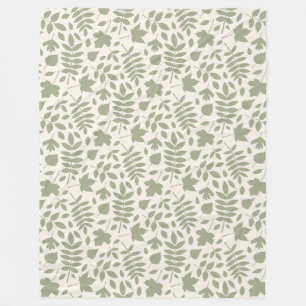 Gevallen bladeren Patroon Groen op Cream Fleece Deken