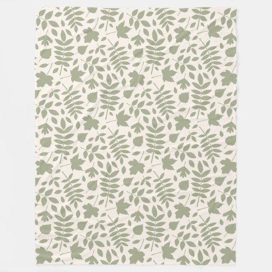 Gevallen bladeren Patroon Groen op Cream Fleece Deken (Voorkant)