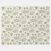 Gevallen bladeren Patroon Groen op Cream Fleece Deken (Voorkant (Horizontaal))