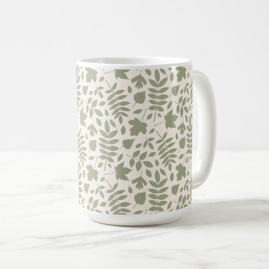 Gevallen bladeren Patroon Groen op Cream Koffiemok (Voorkant rechts)