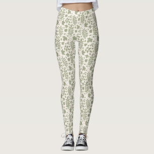 Gevallen bladeren Patroon Groen op Cream Leggings