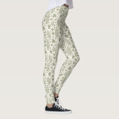 Gevallen bladeren Patroon Groen op Cream Leggings (Rechts)