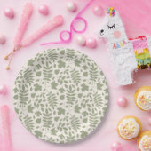 Gevallen bladeren Patroon Groen op Cream Papieren Bordje (Feest)