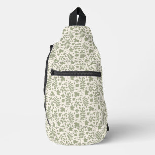 Gevallen bladeren Patroon Groen op Cream Sling Bag