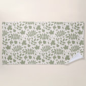 Gevallen bladeren Patroon Groen op Cream Strandlaken (Voorkant)