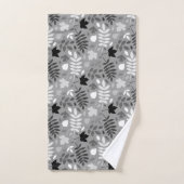Gevallen bladeren Patroon Monochrome op grijs Bad Handdoek (Handdoek)