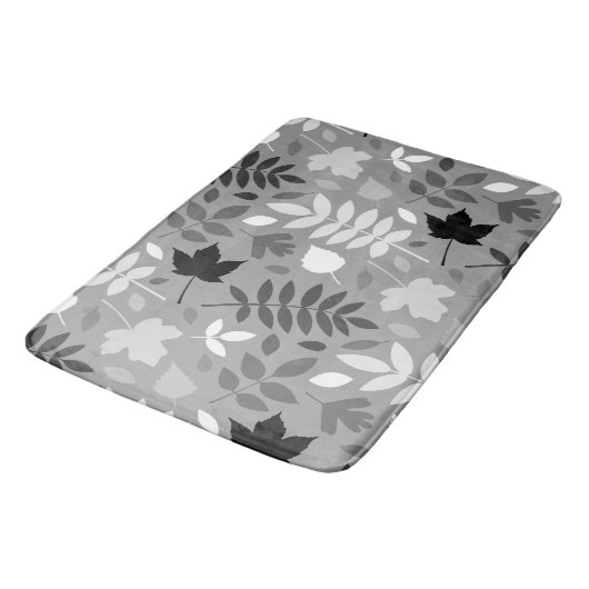 Gevallen bladeren Patroon Monochrome op grijs Badmat (Gekanteld)