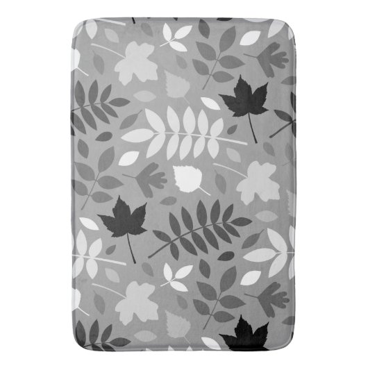 Gevallen bladeren Patroon Monochrome op grijs Badmat (Voorkant Verticaal)