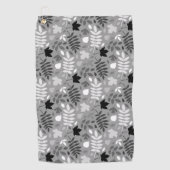 Gevallen bladeren Patroon Monochrome op grijs Golfhanddoek (Voorkant)