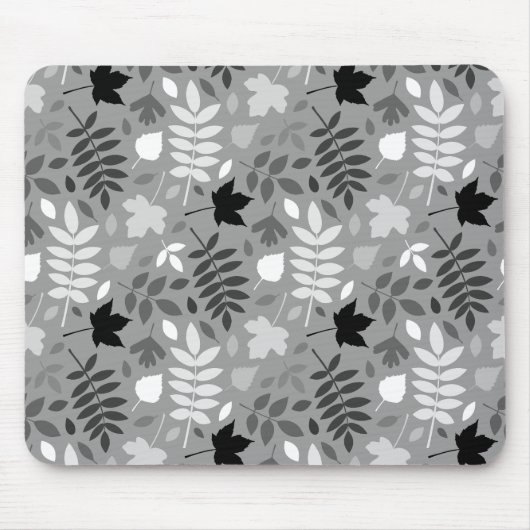 Gevallen bladeren Patroon Monochrome op grijs Muismat (Voorkant)