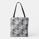 Gevallen bladeren Patroon Monochrome op grijs Tote Bag (Achterkant)