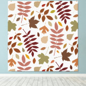 Gevallen Bladeren Patroon Vallen Kleuren op Wit Canvas Afdruk (Insitu (Houten vloer))