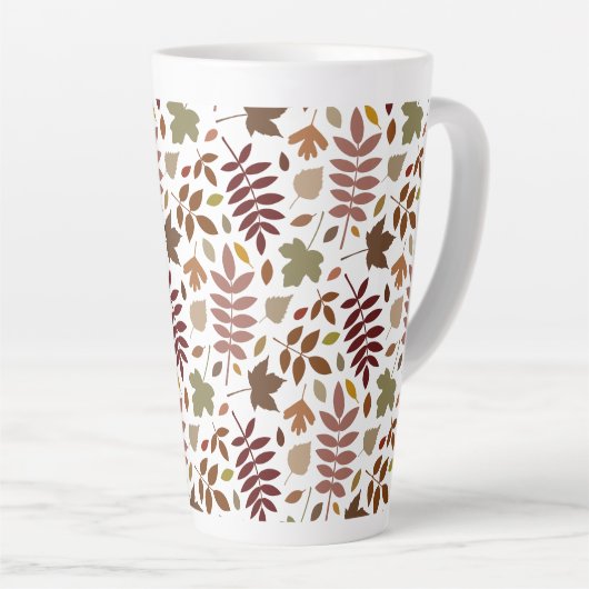 Gevallen Bladeren Patroon Vallen Kleuren op Wit Latte Mok (Rechterhoek)