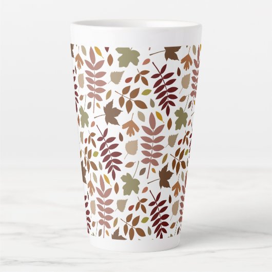 Gevallen Bladeren Patroon Vallen Kleuren op Wit Latte Mok (Voorkant)
