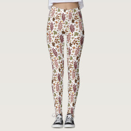 Gevallen Bladeren Patroon Vallen Kleuren op Wit Leggings