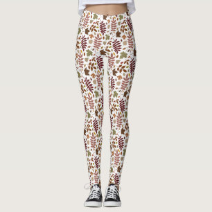 Gevallen Bladeren Patroon Vallen Kleuren op Wit Leggings