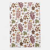 Gevallen Bladeren Patroon Vallen Kleuren op Wit Theedoek (Verticaal)
