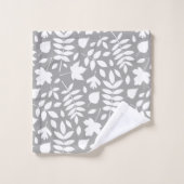 Gevallen Bladeren Patroon Wit op Grijs Bad Handdoek (Wasdoekje)