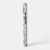 Gevallen Bladeren Patroon Wit op Grijs iPhone 16 Hoesje (Linkerkant)