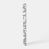 Gevallen Bladeren Patroon Wit op Grijs iPhone 16 Hoesje (Linkerkant)