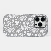 Gevallen Bladeren Patroon Wit op Grijs iPhone Hoesje (Achterkant horizontaal)