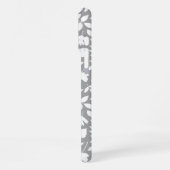 Gevallen Bladeren Patroon Wit op Grijs iPhone Hoesje (Linkerkant)