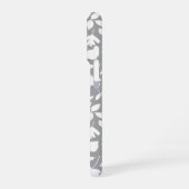 Gevallen Bladeren Patroon Wit op Grijs iPhone Hoesje (Linkerkant)