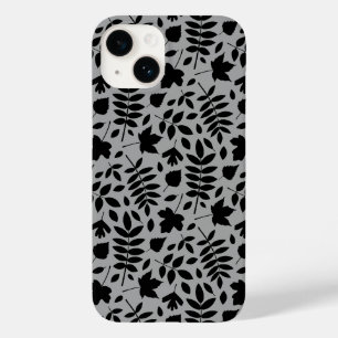Gevallen bladeren Patroon zwart op grijs Case-Mate iPhone 14 Hoesje