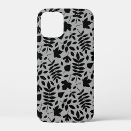 Gevallen bladeren Patroon zwart op grijs Case-Mate iPhone Case