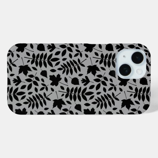 Gevallen bladeren Patroon zwart op grijs Case-Mate iPhone Case (Achterkant (horizontaal))