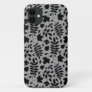 Gevallen bladeren Patroon zwart op grijs Case-Mate iPhone Case