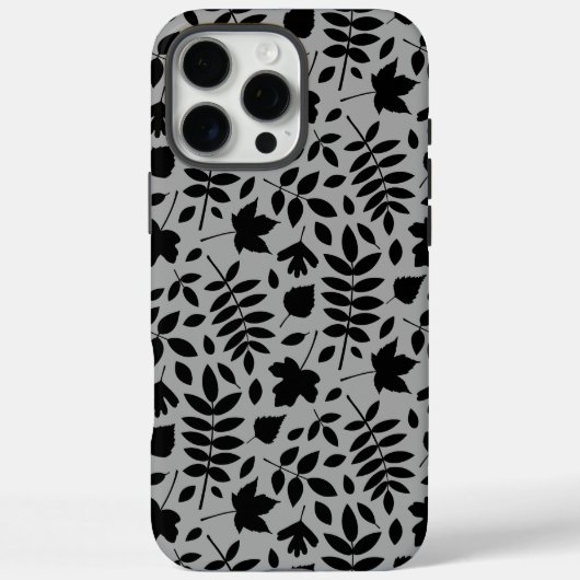 Gevallen bladeren Patroon zwart op grijs Case-Mate iPhone Case (Achterkant)