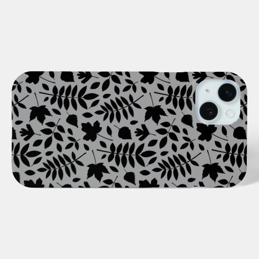 Gevallen bladeren Patroon zwart op grijs Case-Mate iPhone Case (Achterkant (horizontaal))
