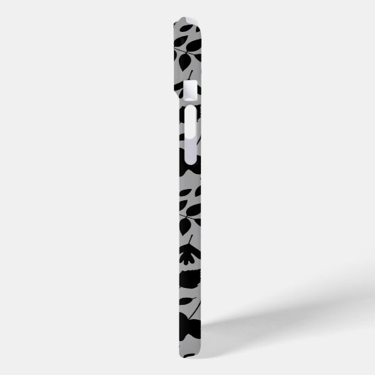 Gevallen bladeren Patroon zwart op grijs Case-Mate iPhone Case (Achterkant / Links)