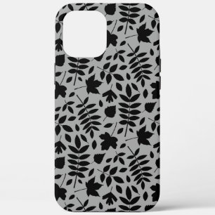 Gevallen bladeren Patroon zwart op grijs Case-Mate iPhone Case