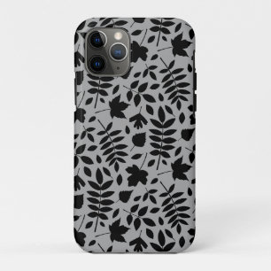 Gevallen bladeren Patroon zwart op grijs Case-Mate iPhone Case