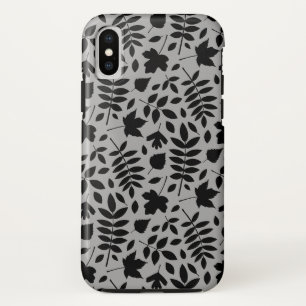 Gevallen bladeren Patroon zwart op grijs Case-Mate iPhone Case