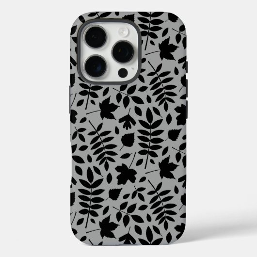 Gevallen bladeren Patroon zwart op grijs Case-Mate iPhone Case (Achterkant)