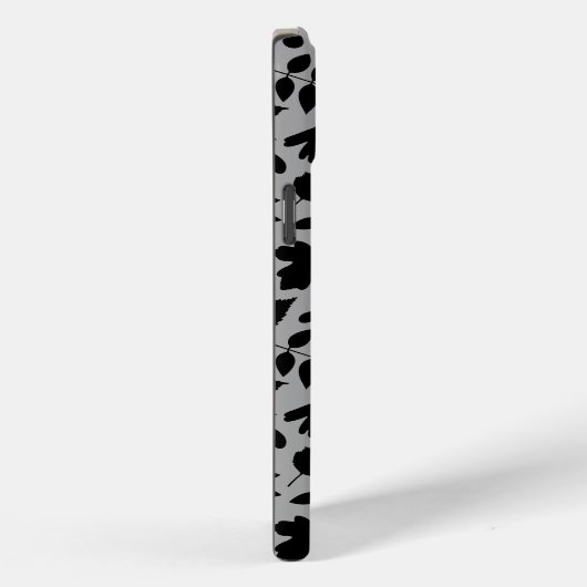 Gevallen bladeren Patroon zwart op grijs Case-Mate iPhone Case (Achterkant / Rechts)