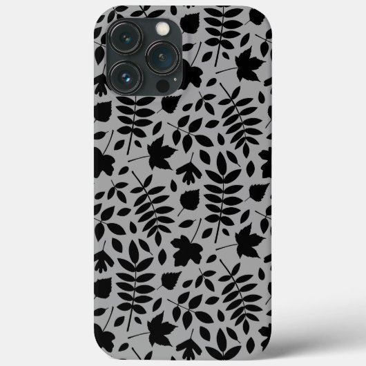 Gevallen bladeren Patroon zwart op grijs Case-Mate iPhone Case (Achterkant)