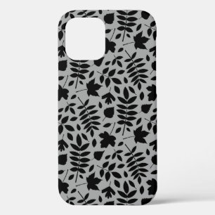 Gevallen bladeren Patroon zwart op grijs Case-Mate iPhone Case