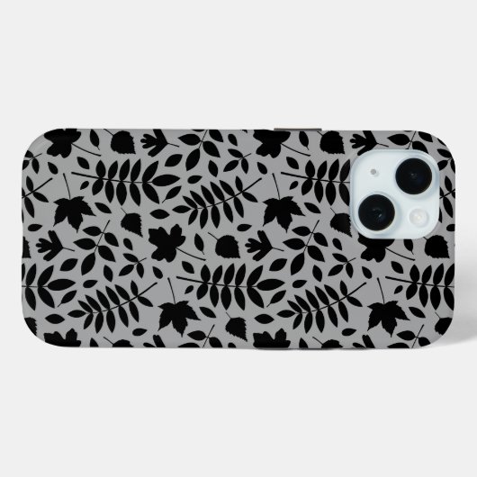 Gevallen bladeren Patroon zwart op grijs Case-Mate iPhone Case (Achterkant (horizontaal))