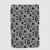 Gevallen bladeren Patroon zwart op grijs Golfhanddoek (Voorkant)