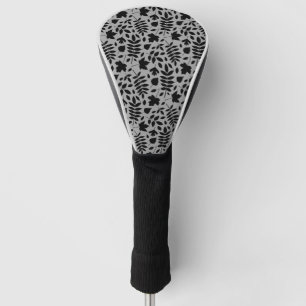 Gevallen bladeren Patroon zwart op grijs Golfheadcover