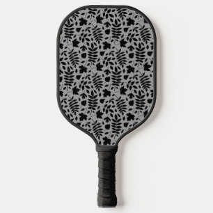 Gevallen bladeren Patroon zwart op grijs Pickleball Paddle